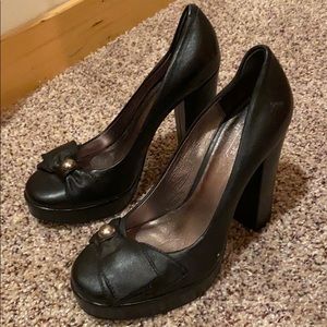 Coach heels with bow.